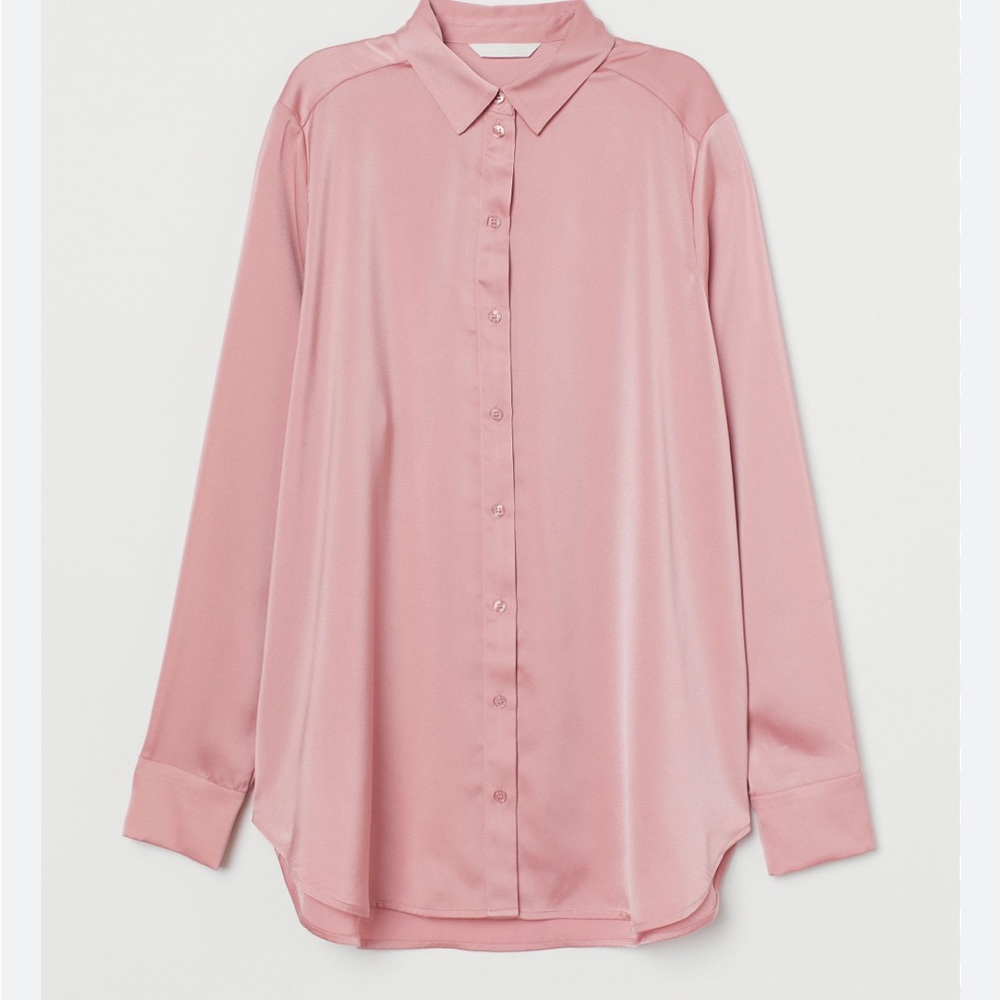 NWT Pink Long Sleeve Satin Shirt H&M